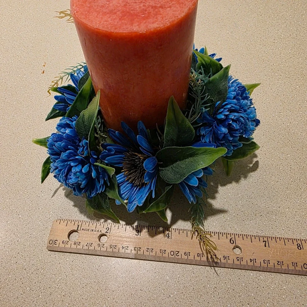 Vintage Plastic Floral Pillar Candle Ring Wreath 7